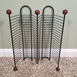 Vintage Wire CD Tower Rack Stand Holds 40 CDs 15" Tall Y2K Media Storage Black